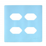Placa p/ 4 Tomadas 4x4 - Novara Celeste